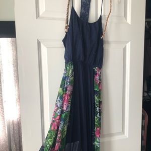 Blue maxi with floral bottom